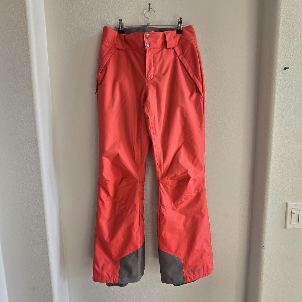 Columbia tangerine snow pants women's small